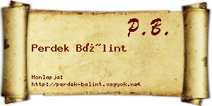 Perdek Bálint névjegykártya